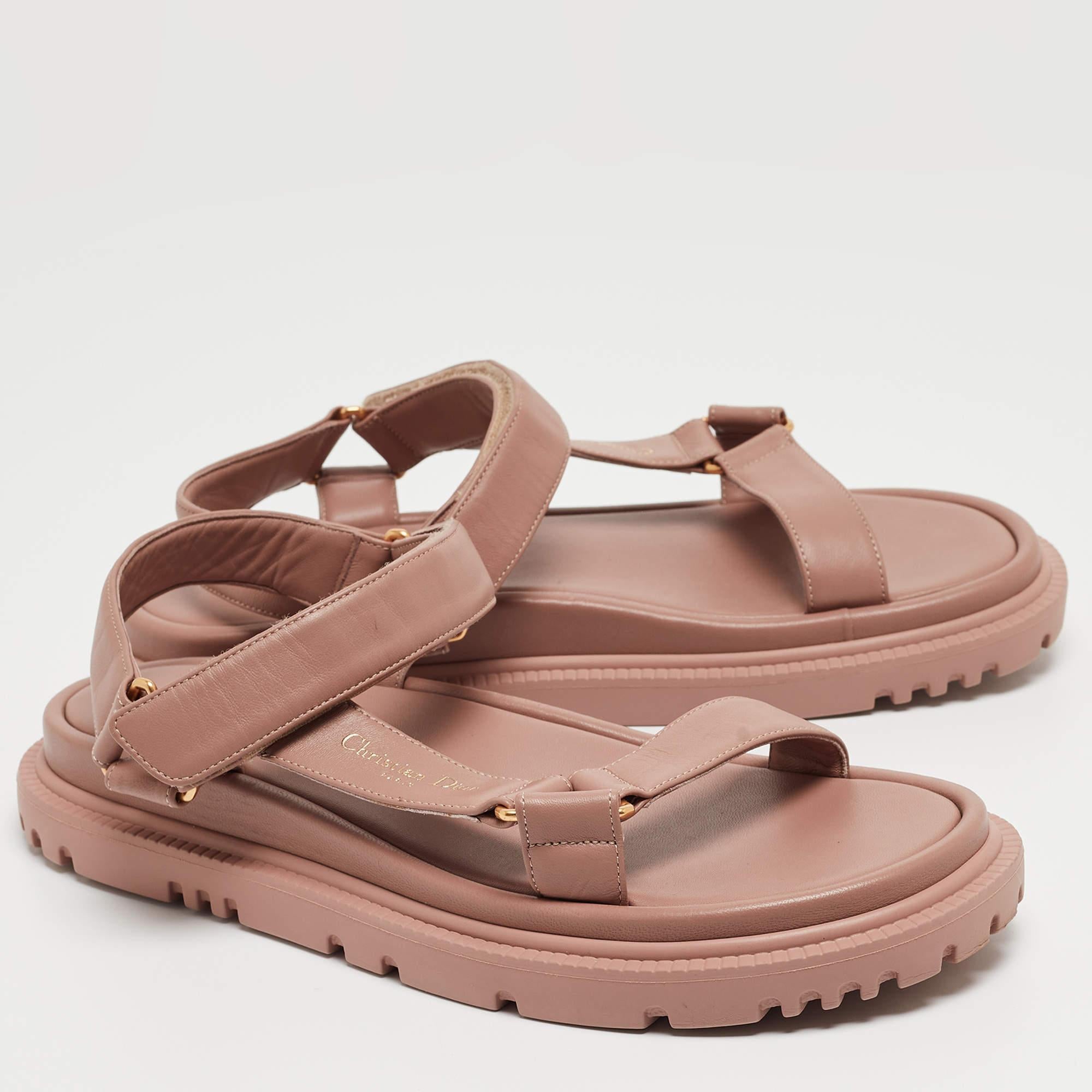 Dior Pink Leather D-Wave Sandals Size 40 In Good Condition In Dubai, Al Qouz 2