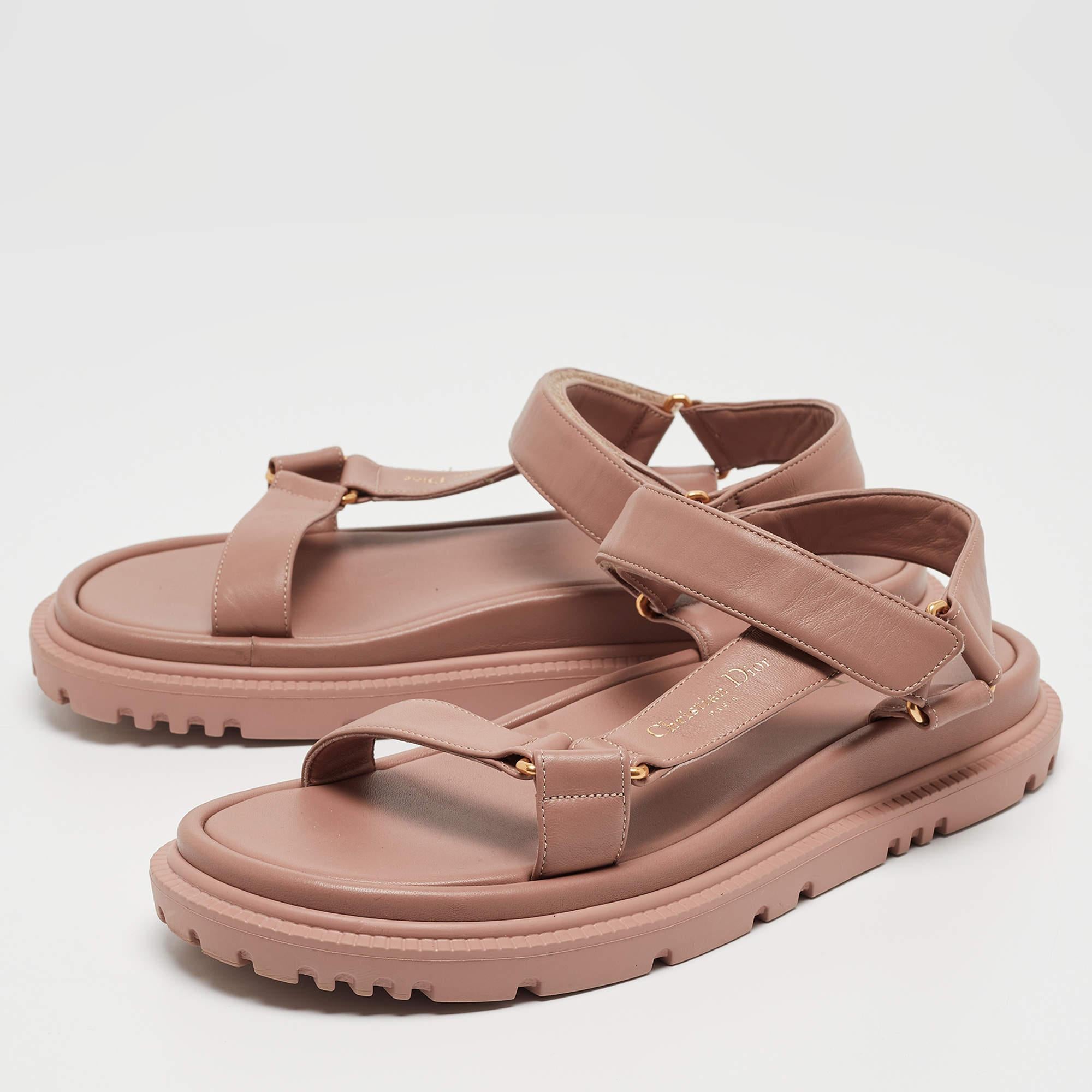 Dior Pink Leather D-Wave Sandals Size 40 1