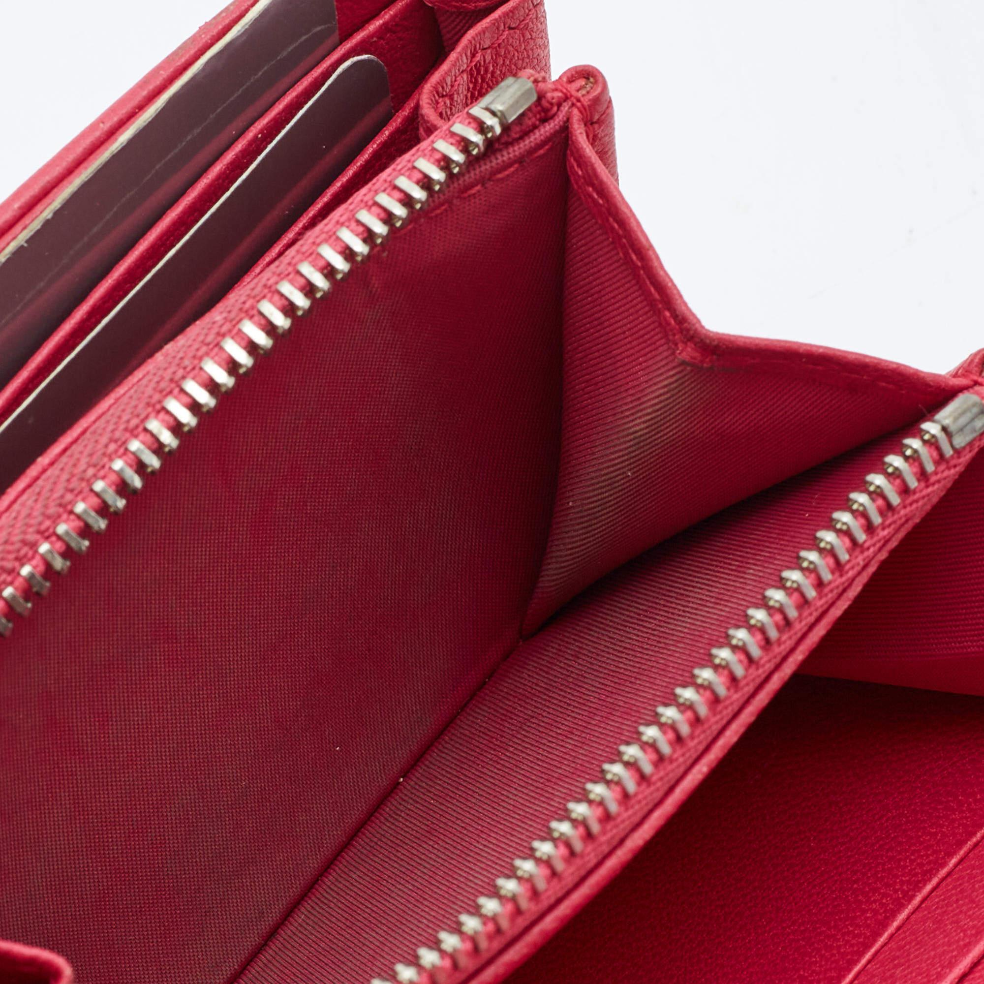 Donna Portafoglio Dior Trifold in pelle rosa Diorama in vendita