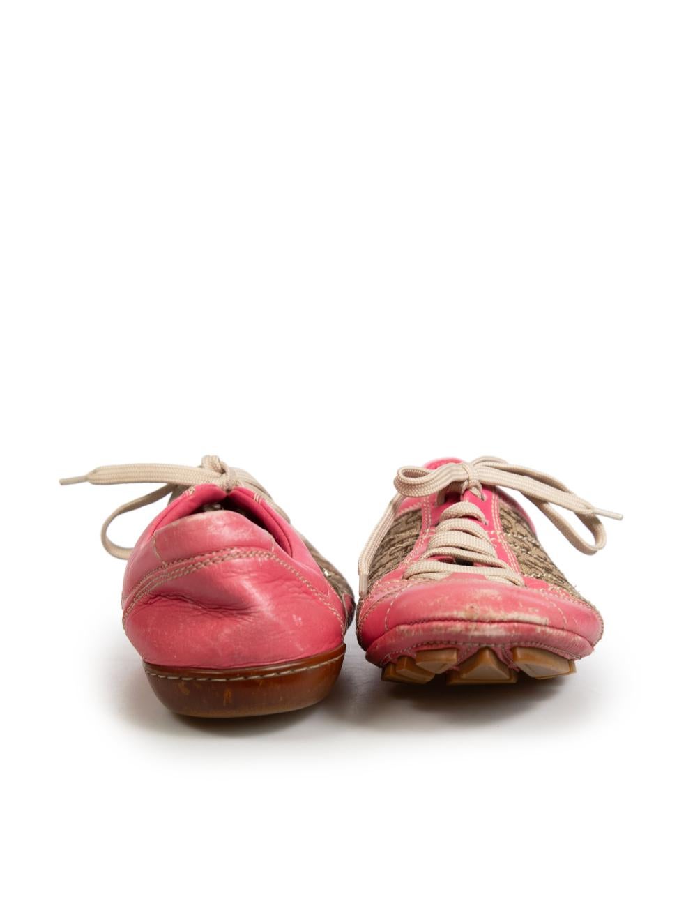 Dior Pink Leather Diorissimo Trainers Size IT 37 In Good Condition In London, GB