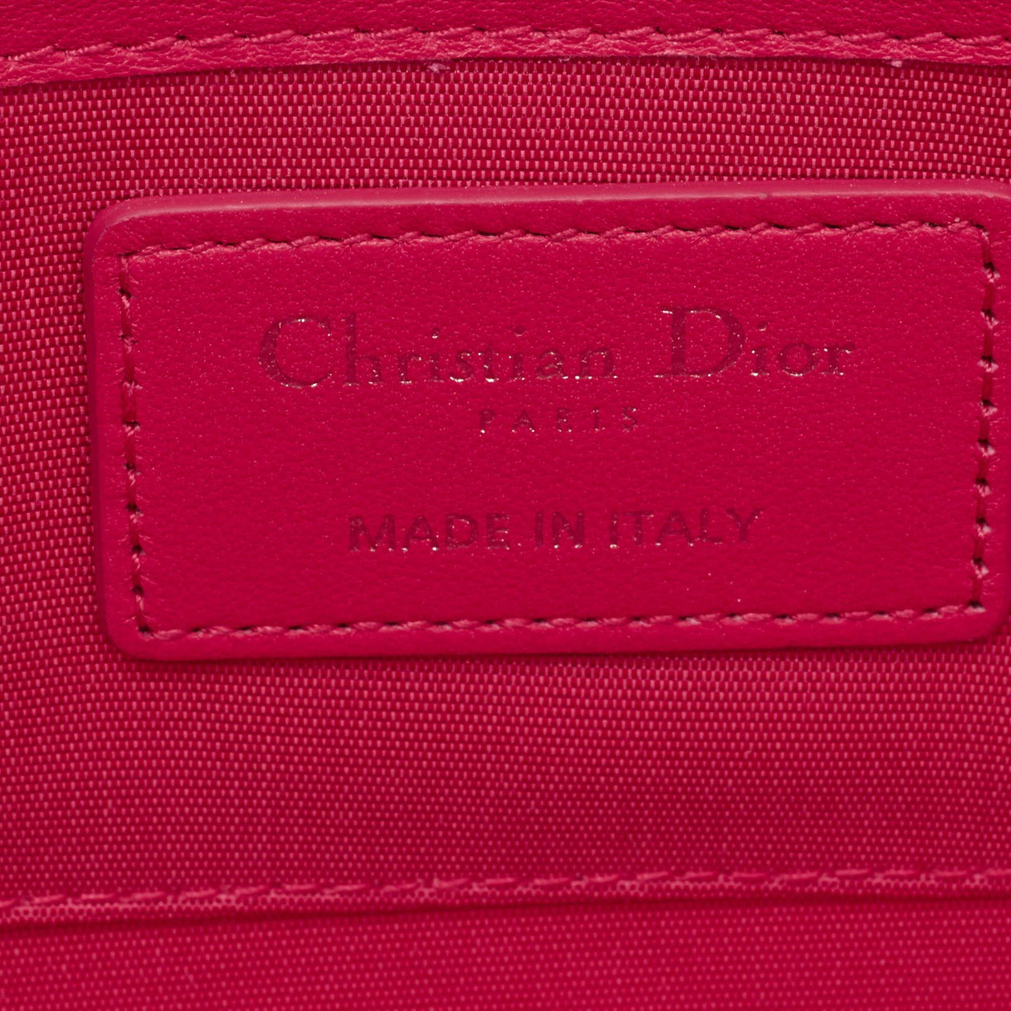 Pochette à chaîne Lady Dior en cuir rose en vente 4