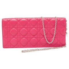 Dior Pink Leather Lady Dior Chain Pouch