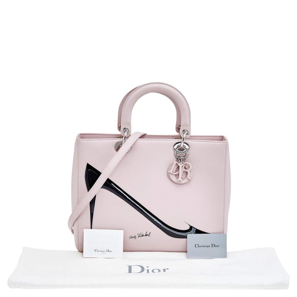 Dior Pink Leather Large Limited Edition Andy Warhol Lady Dior Tote 3