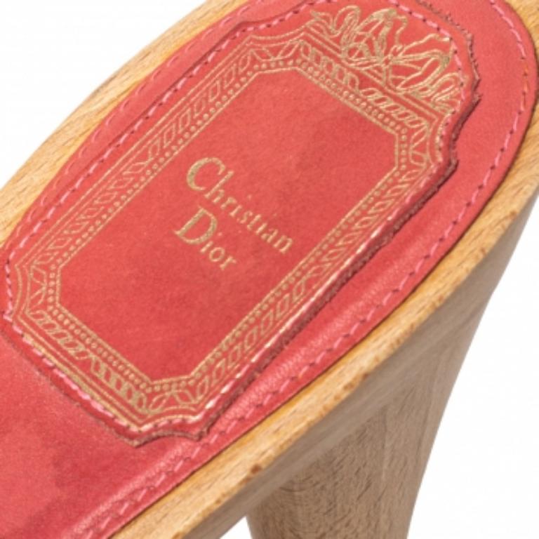 Dior Pink Leather Logo Embellished Slide Sandals Size 37.5 In Fair Condition In Dubai, Al Qouz 2