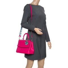 Dior Pink Leather Medium Be Dior Top Handle Flap Bag