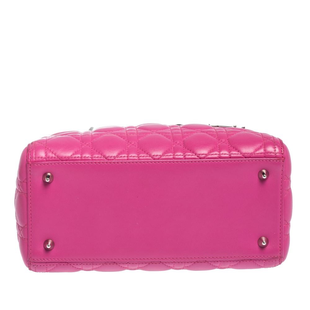 Dior Pink Leather Medium Lady Dior Tote 8