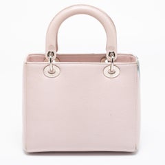Dior Pink Leather Medium Lady Dior Tote