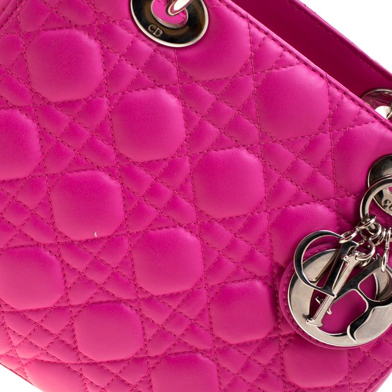 Dior Pink Leather Medium Lady Dior Tote 3