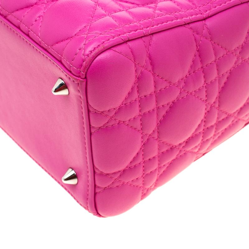 Dior Pink Leather Medium Lady Dior Tote 4