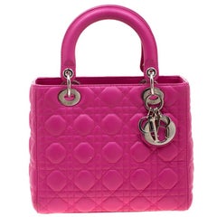 Dior Pink Leather Medium Lady Dior Tote