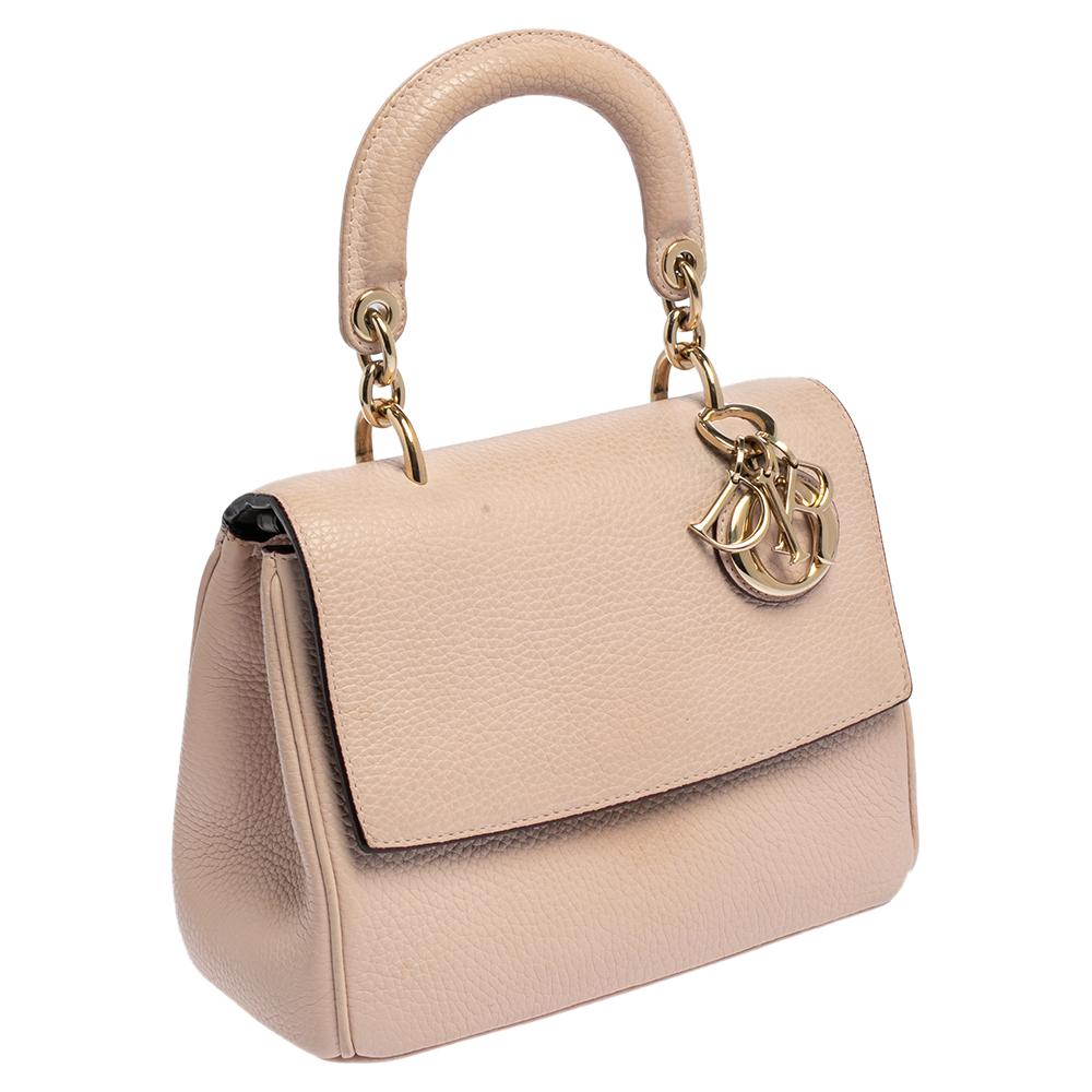 Beige Dior Pink Leather Mini Be Dior Top Handle Bag