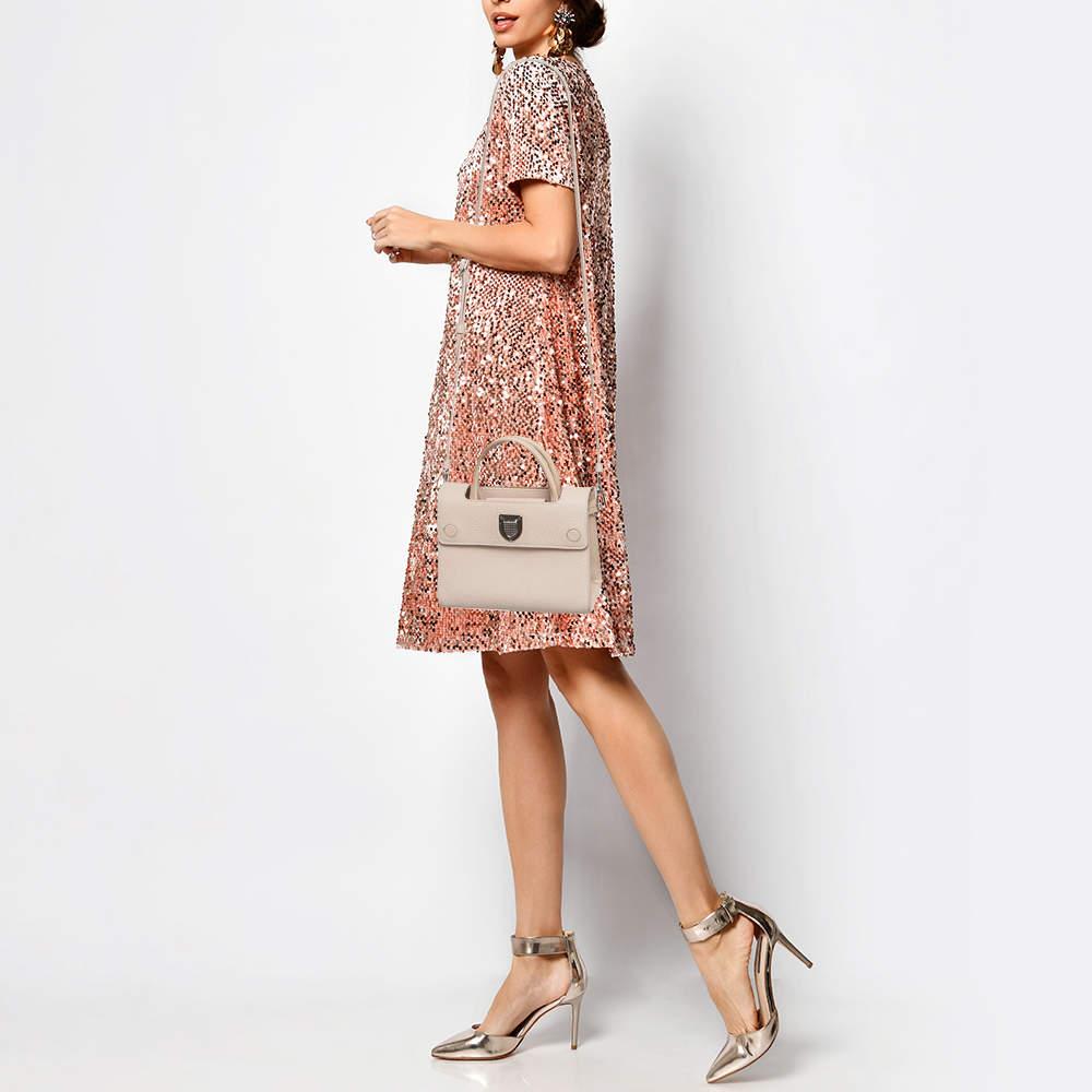 Dior Rosa Leder Mini Diorever Top Handle Bag aus Leder im Zustand „Hervorragend“ im Angebot in Dubai, Al Qouz 2