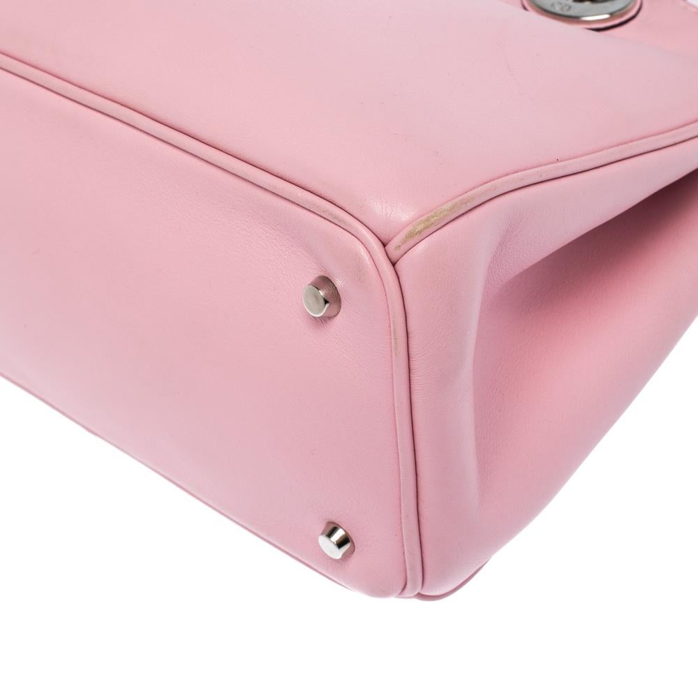 Dior Pink Leather Mini Diorissimo Tote 4