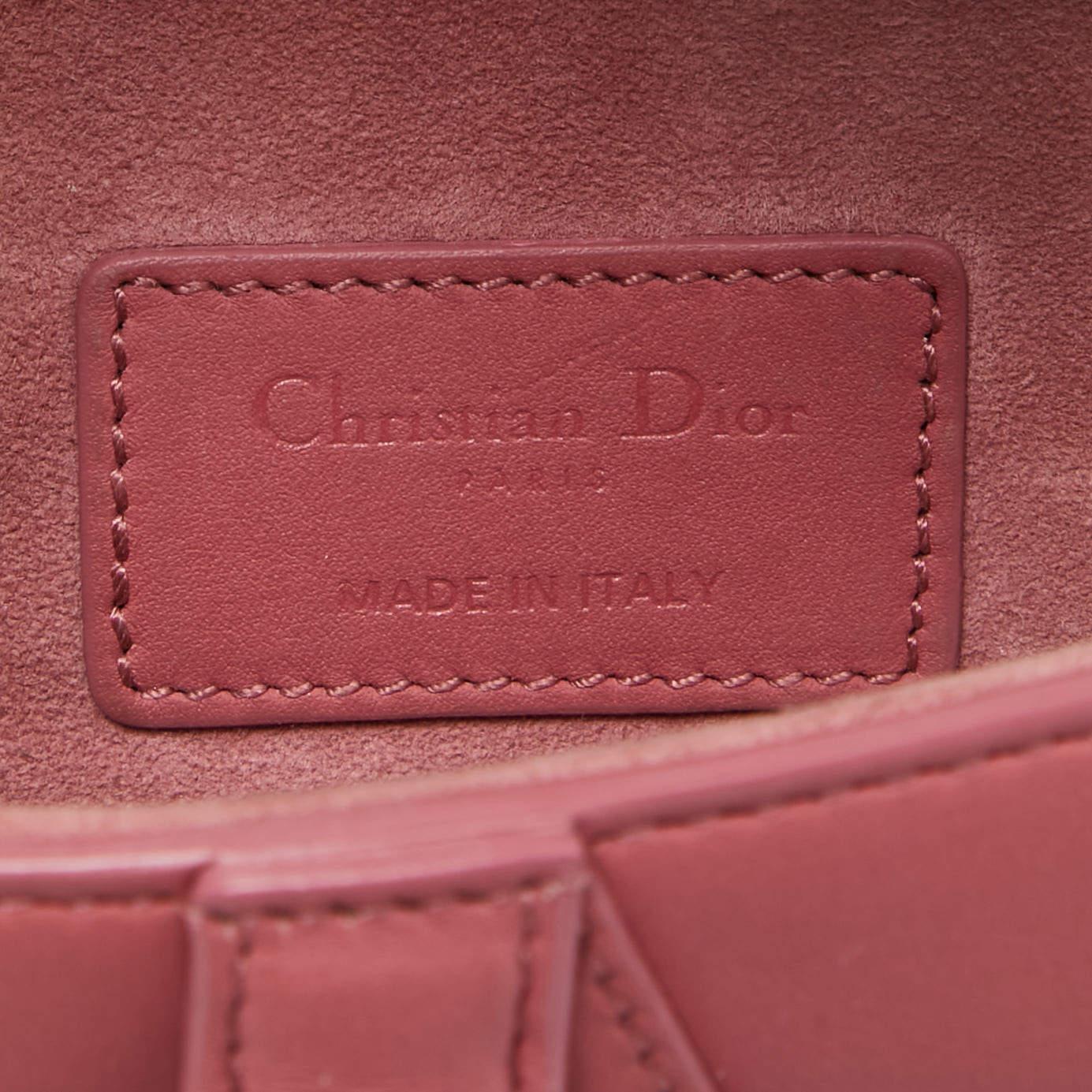Dior Pink Leather Mini Saddle Bag For Sale 1