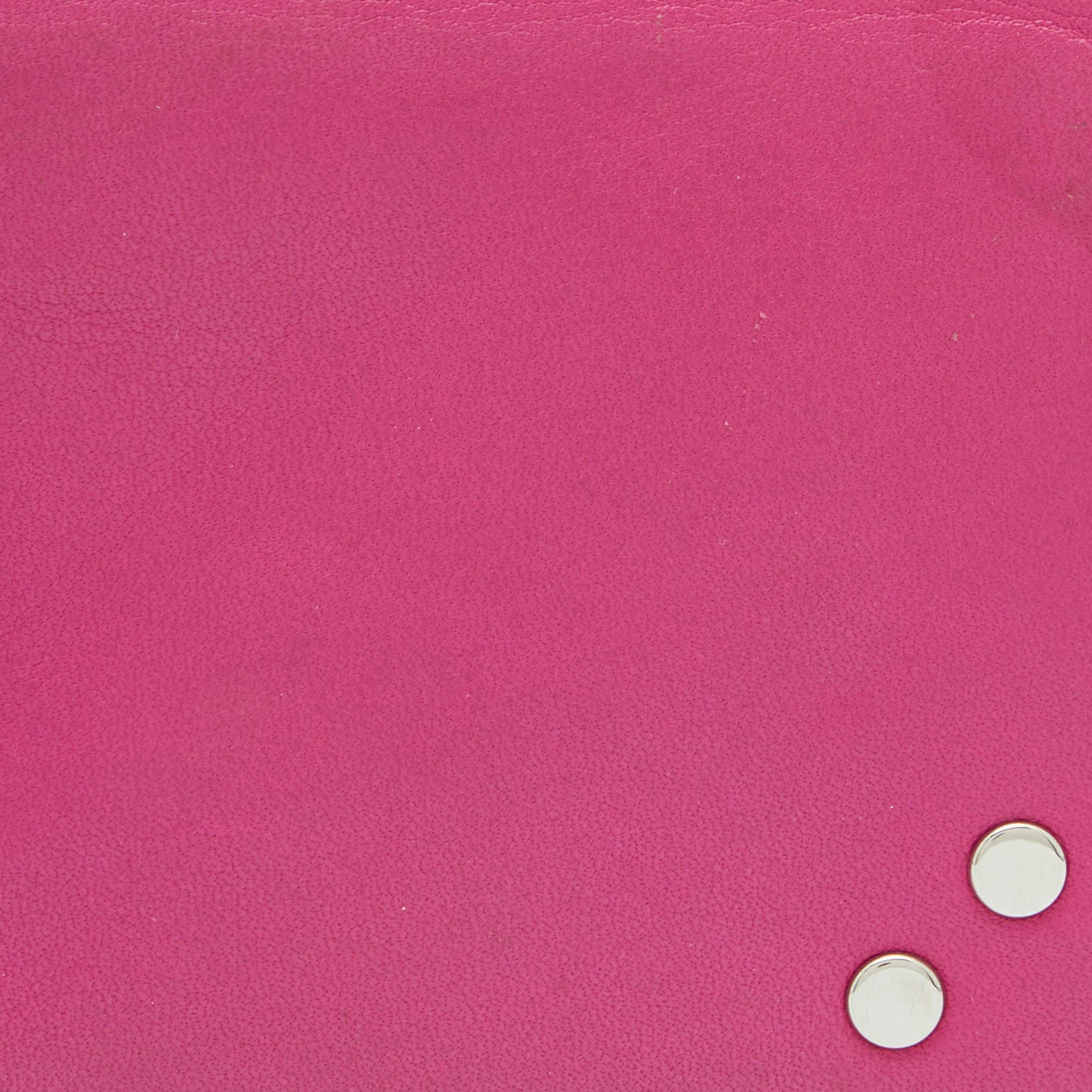 Dior Pink Leather Round Logo Flap Continental Wallet For Sale 1