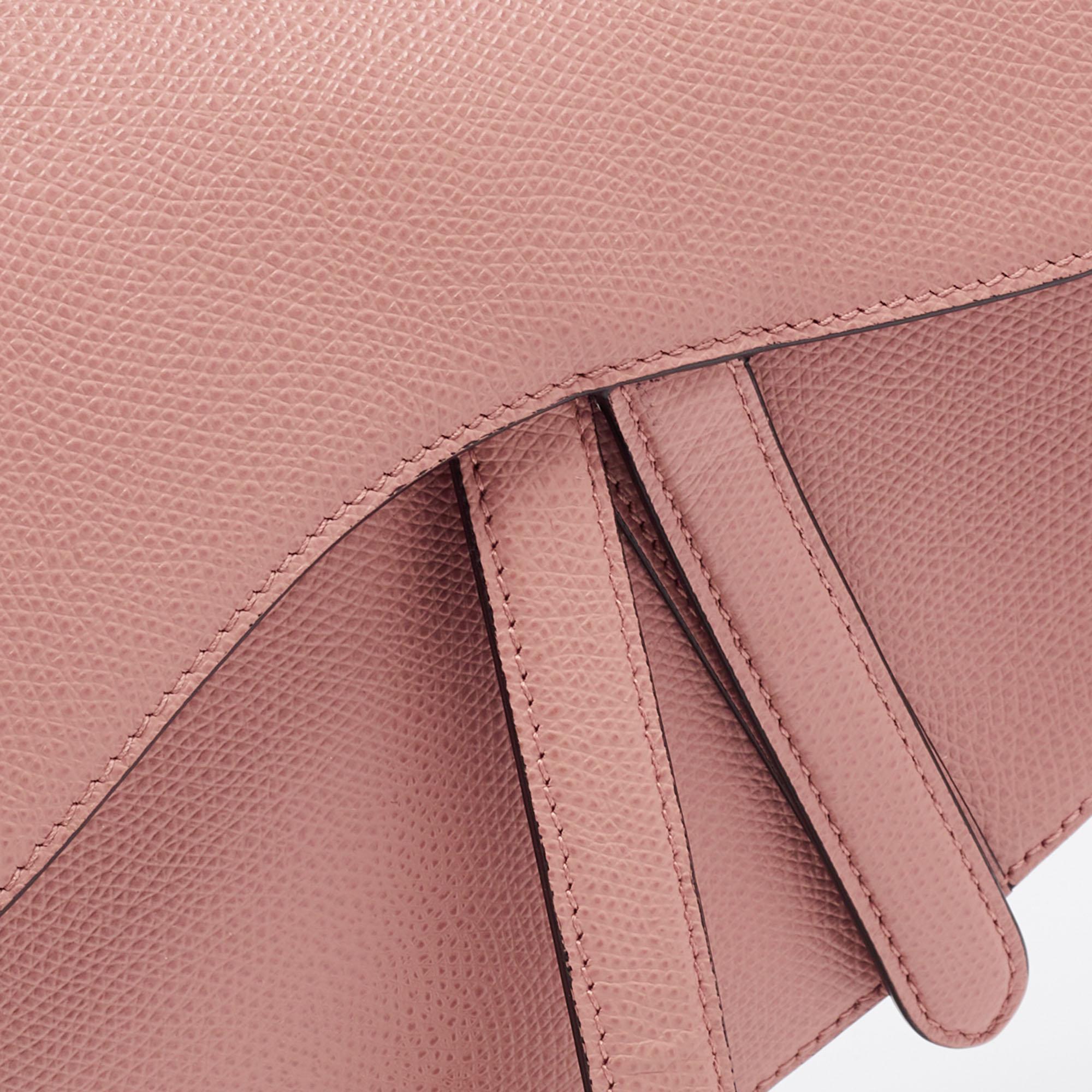Dior Pink Leather Saddle Shoulder Bag 3