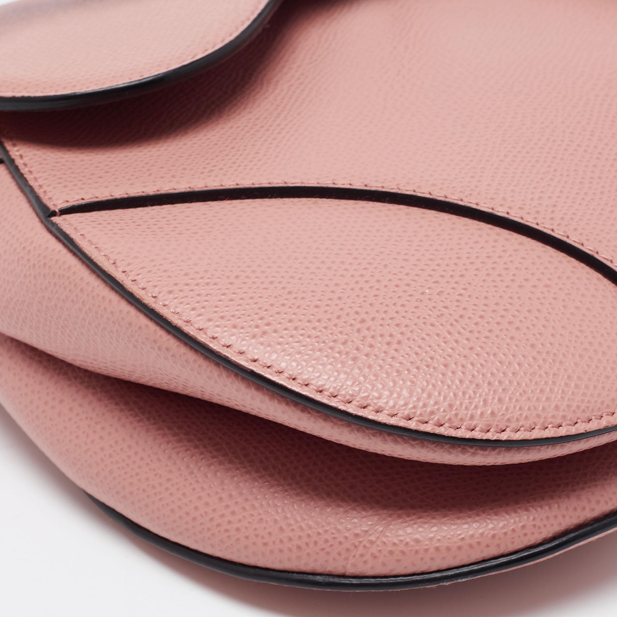 Dior Pink Leather Saddle Shoulder Bag 4