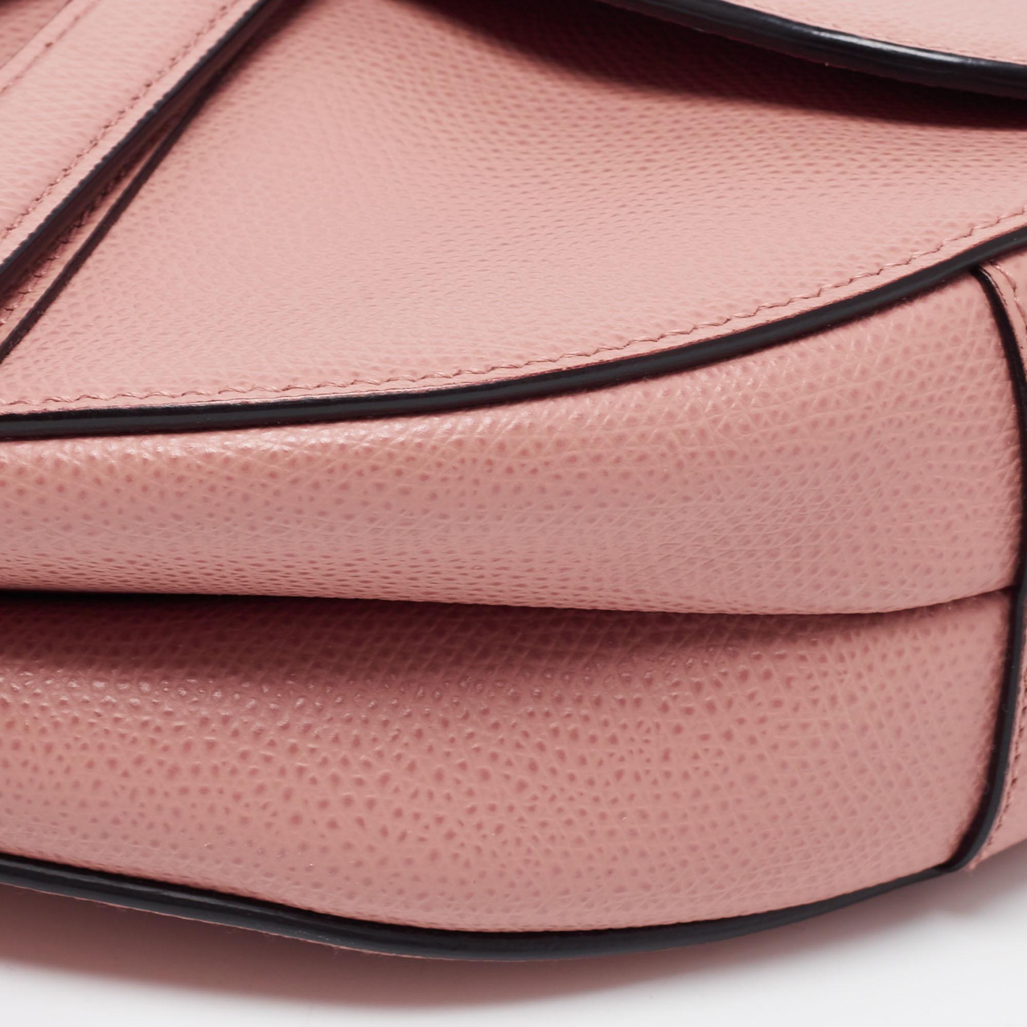 Dior Pink Leather Saddle Shoulder Bag 5