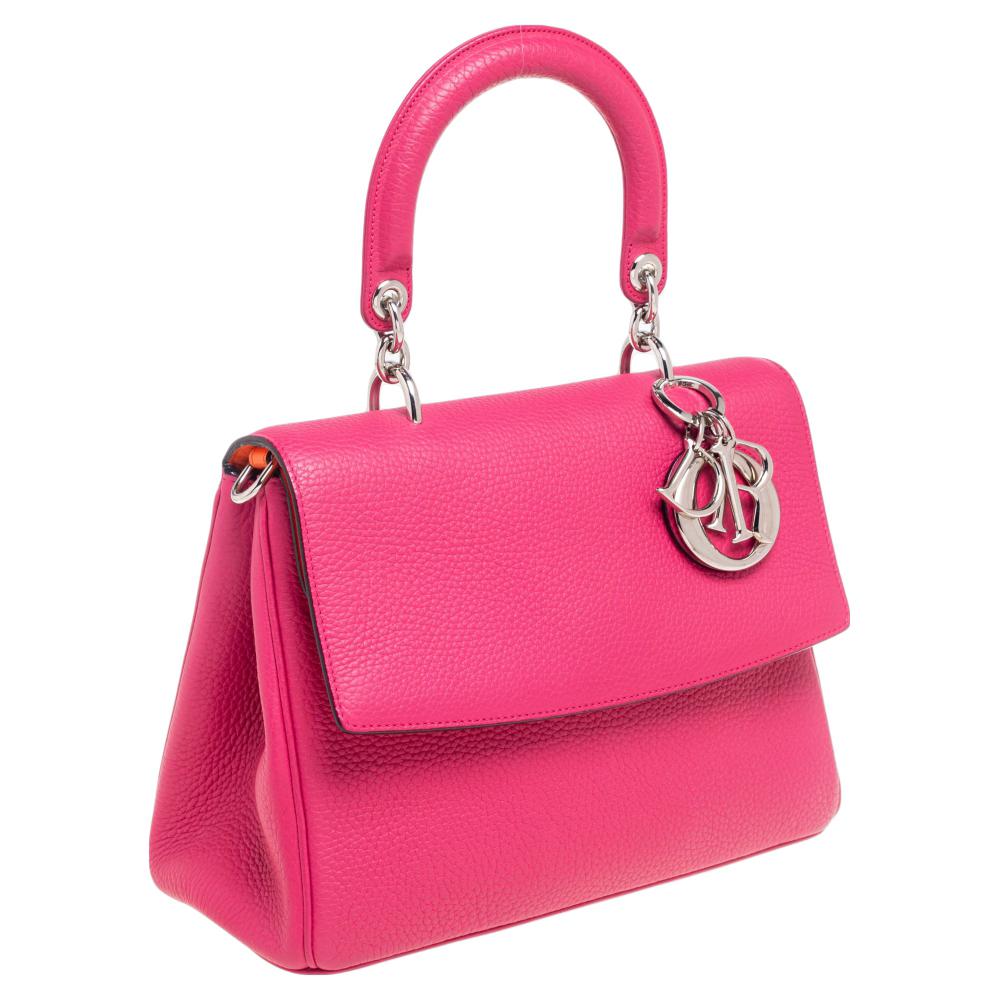 Dior Pink Leather Small Be Dior Flap Top Handle Bag In Good Condition In Dubai, Al Qouz 2