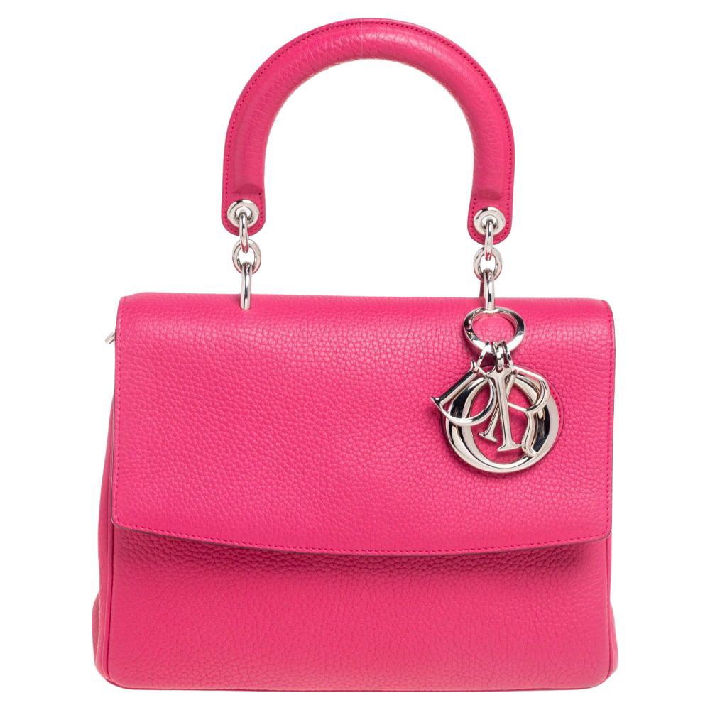 Dior Pink Leather Small Be Dior Flap Top Handle Bag