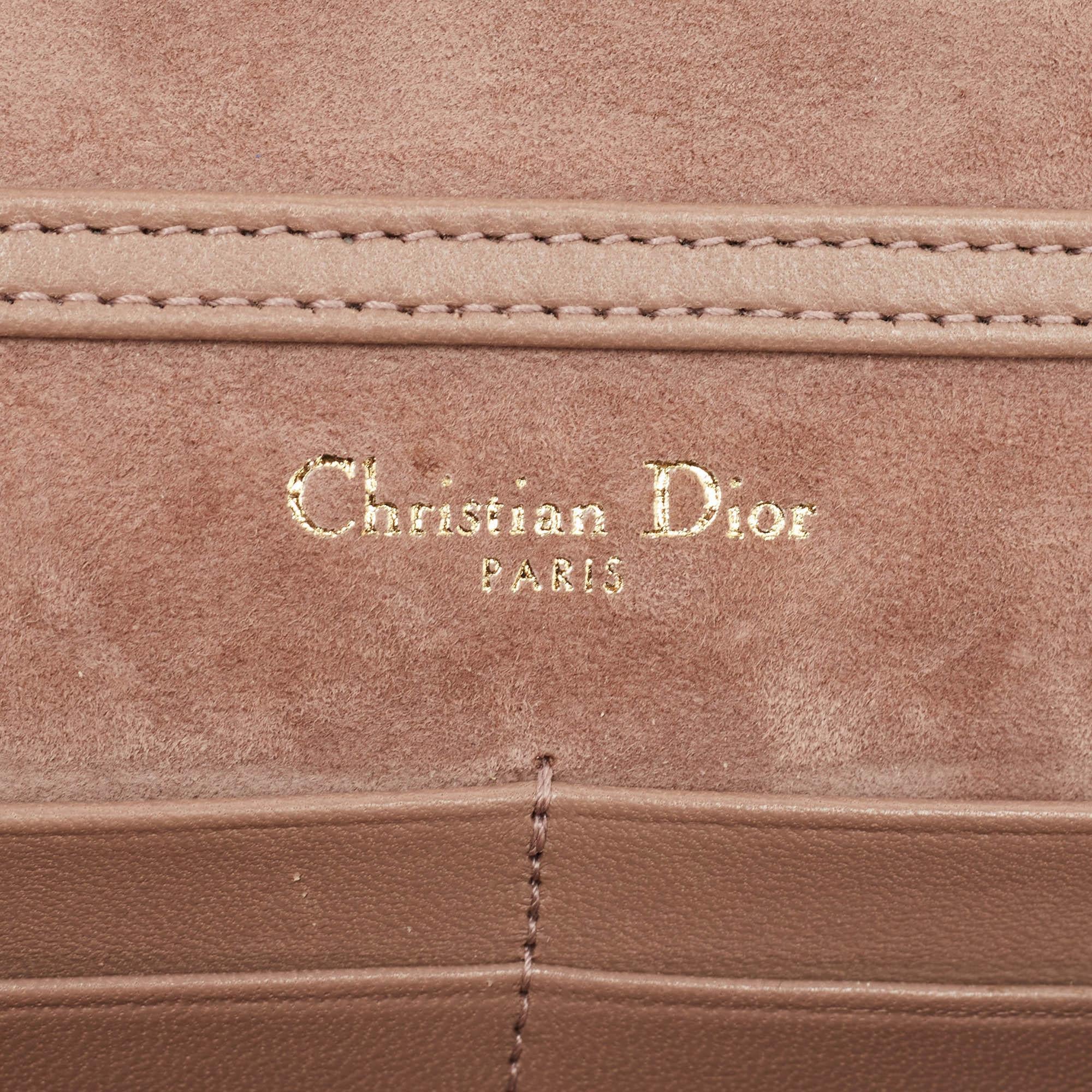 Dior Pink Leather Studded Diorama Wallet on Chain 5