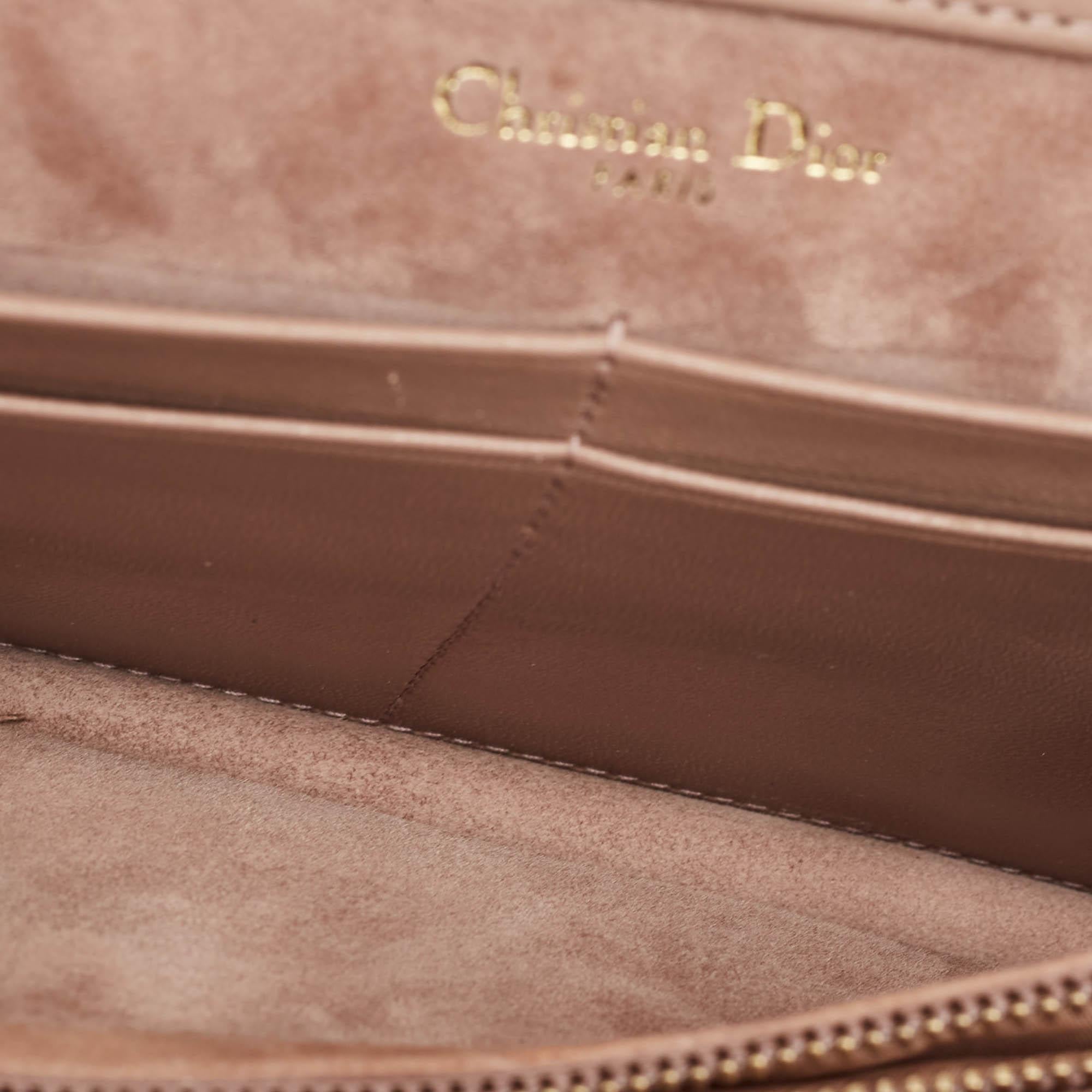 Dior Pink Leather Studded Diorama Wallet on Chain 3