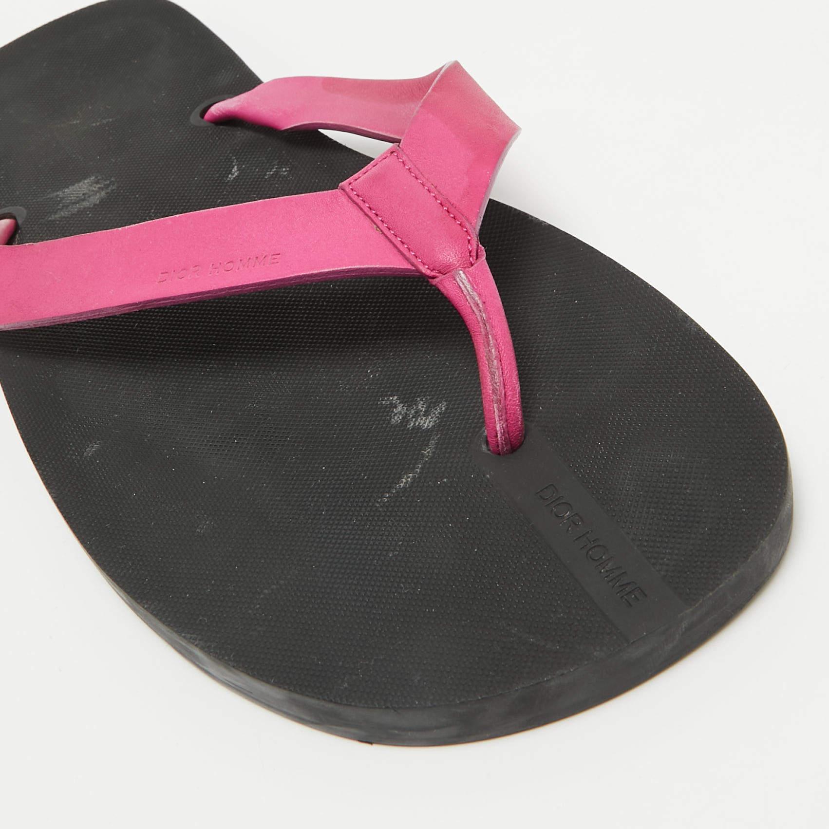 Dior Pink Leather Thong Sandals Size 43 For Sale 2