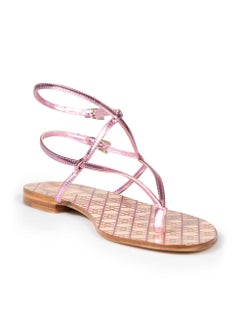 Dior Pink Leather Thong Sandals Size IT 38