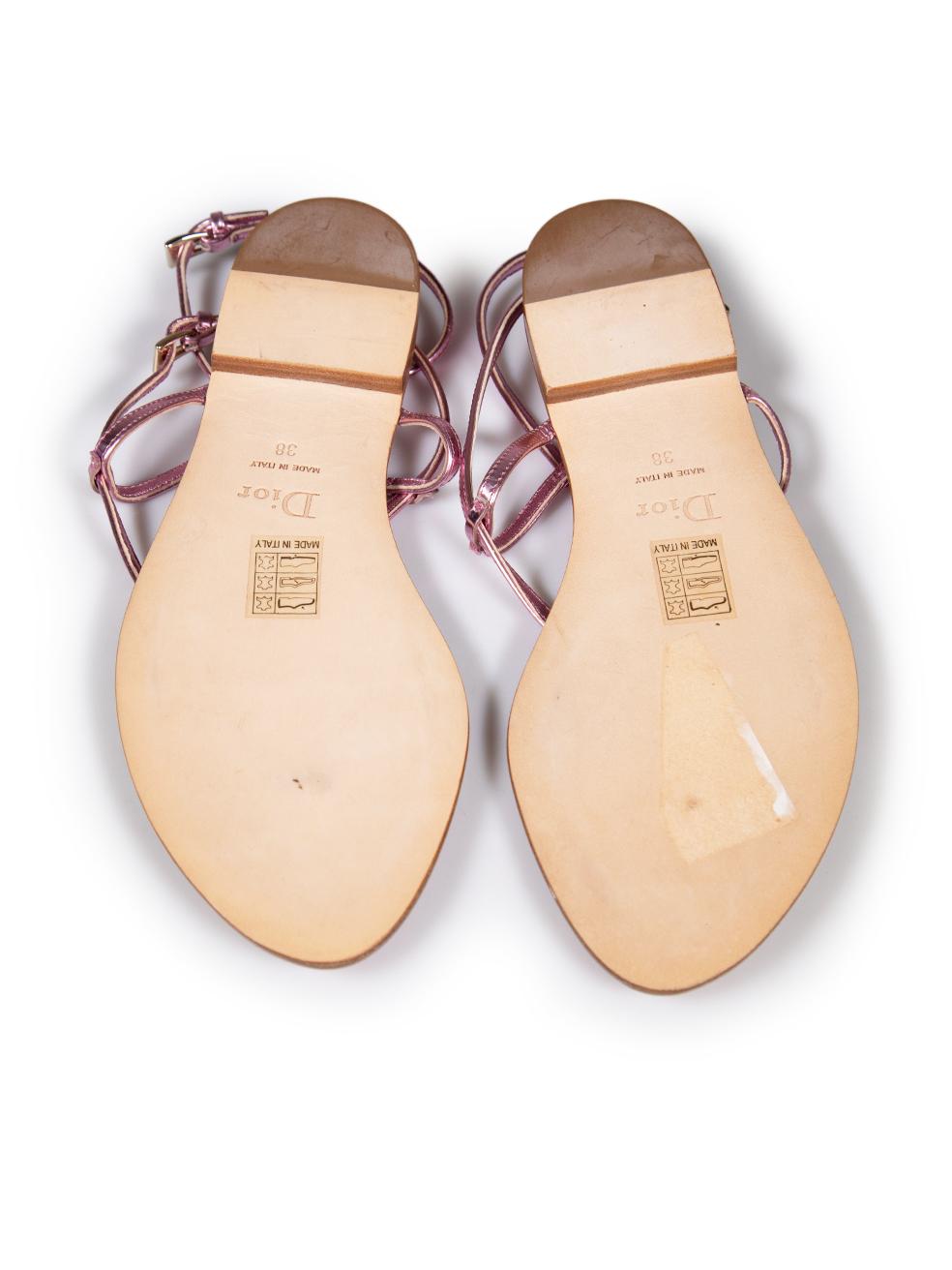 Women's Dior Pink Leather Thong Sandals Size IT 38 For Sale