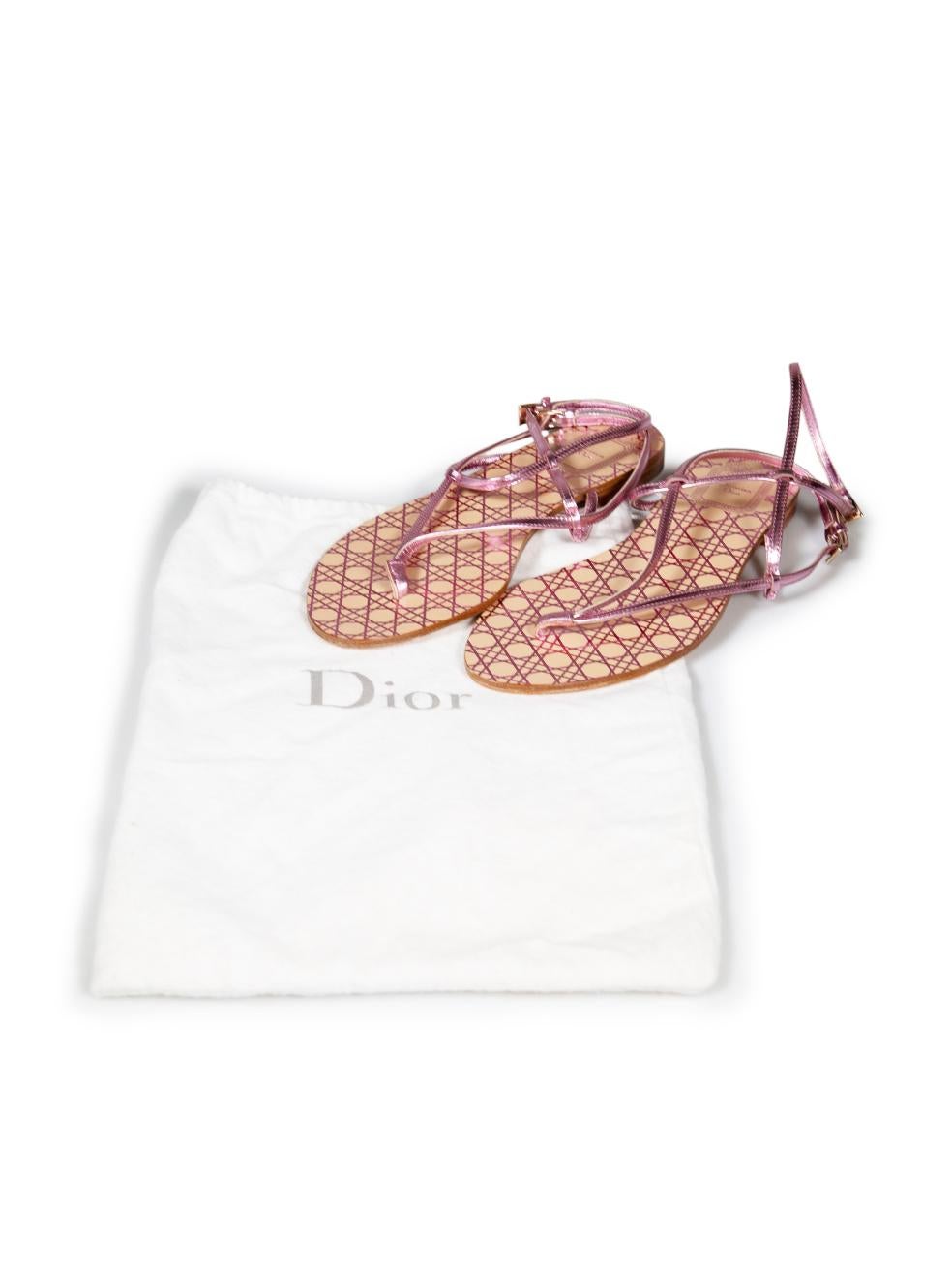 Dior Pink Leather Thong Sandals Size IT 38 For Sale 2