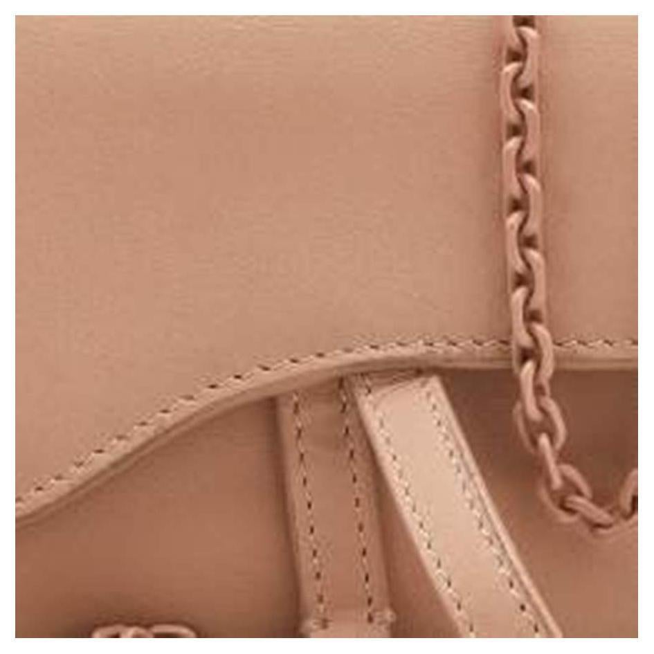 Dior Pink Leather Ultra Matte Nano Saddle Chain Pouch In Good Condition In Dubai, Al Qouz 2