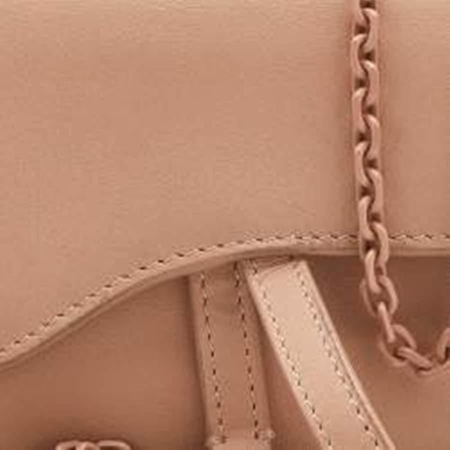 Women's Dior Pink Leather Ultra Matte Nano Saddle Chain Pouch