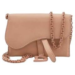 Dior Pink Leather Ultra Matte Nano Saddle Chain Pouch