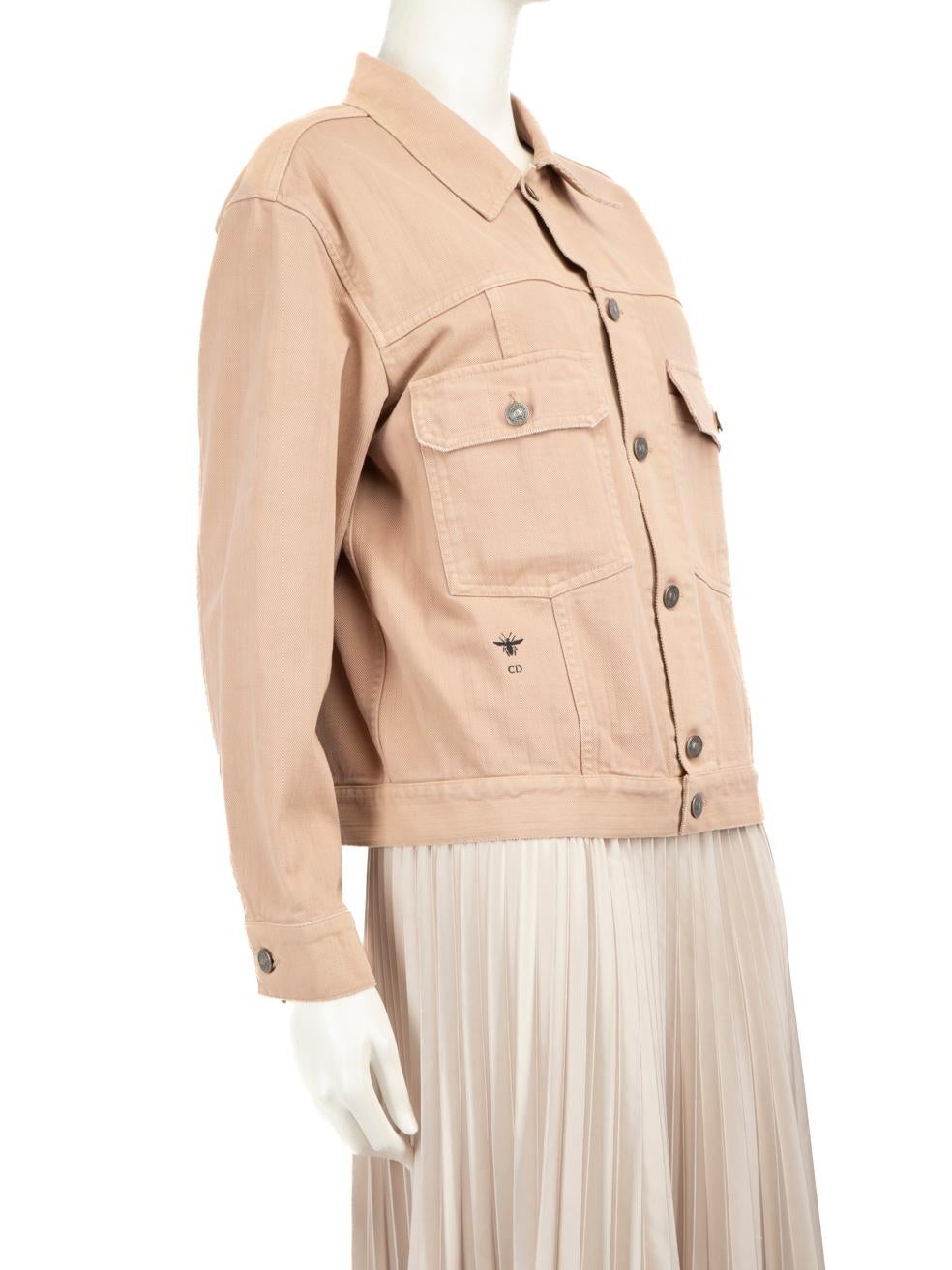 CONDITION is Very good. Hardly any visible wear to jacket is evident on this used Dior designer resale item.
 Details
 Pink
 Cotton
 Denim jacket
 Long sleeves
 Black bee and CD logo embroidery
 2x Front pockets
 Round neck
 Front button fastening
