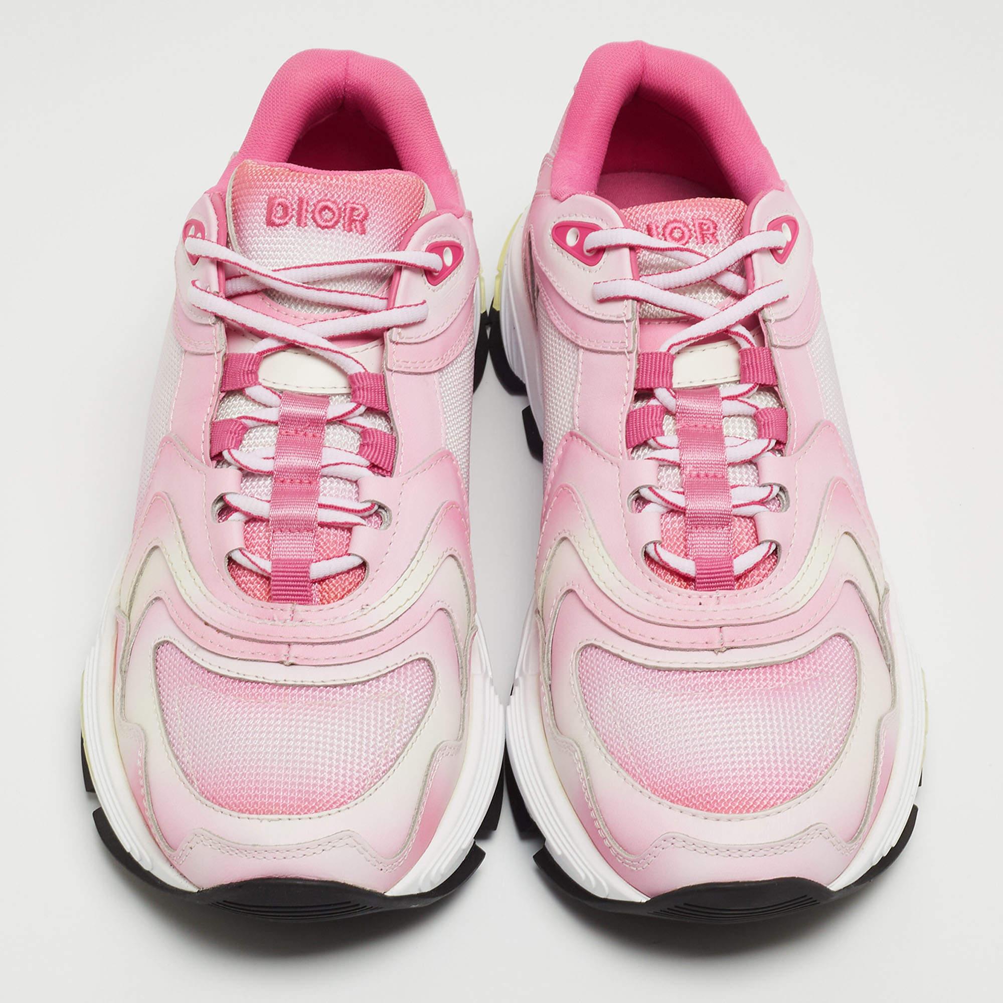 Women's DIOR Pink Mesh and Leather CD1 Gradient Sneakers Size 42 For Sale