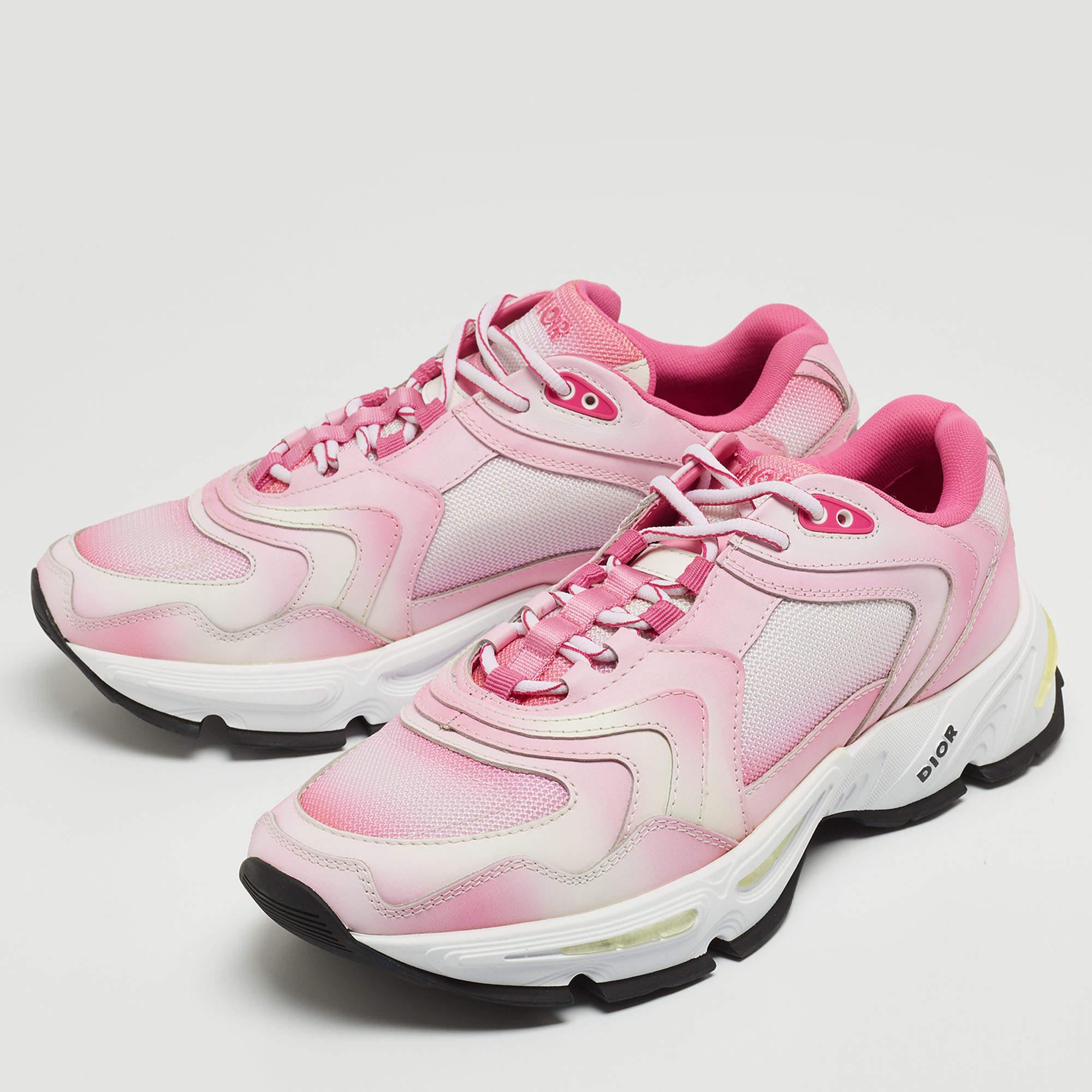 DIOR Pink Mesh and Leather CD1 Gradient Sneakers Size 42 For Sale 2