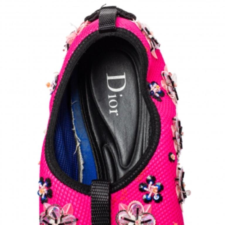 Dior Rosa Malla Adornada Fusion Zapatillas Slip On Talla 37 en venta 2
