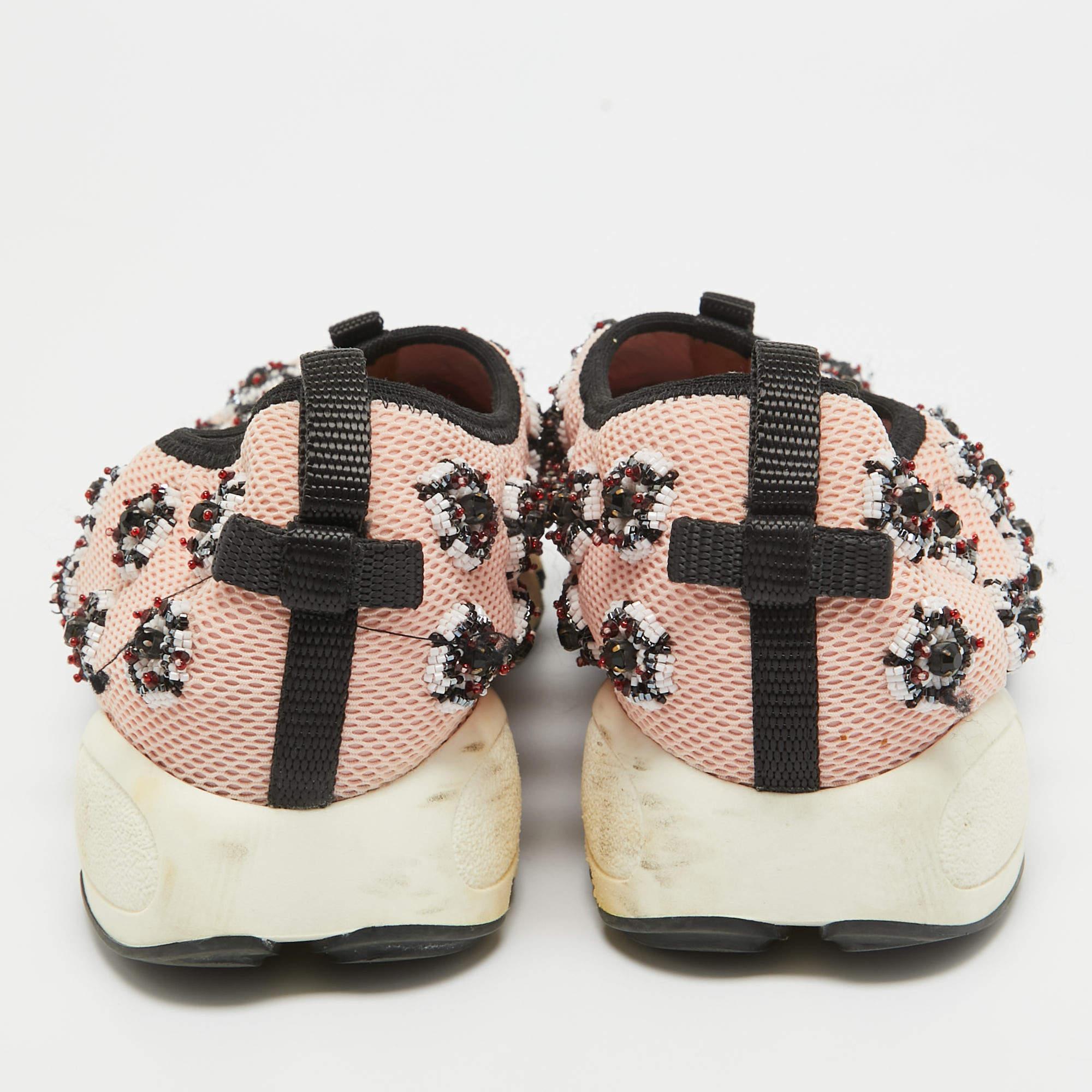 Women's Dior Pink Mesh Embellished Fusion Sneakers Size 37 For Sale