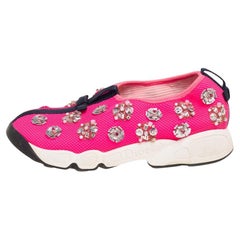 Dior Pink Mesh Fusion Embellished Slip On Sneakers Size 36.5