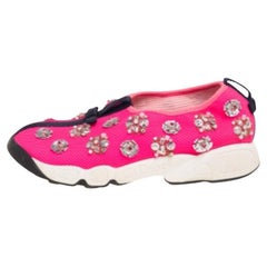 Dior Pink Mesh Fusion Embellished Slip On Sneakers Size 36.5