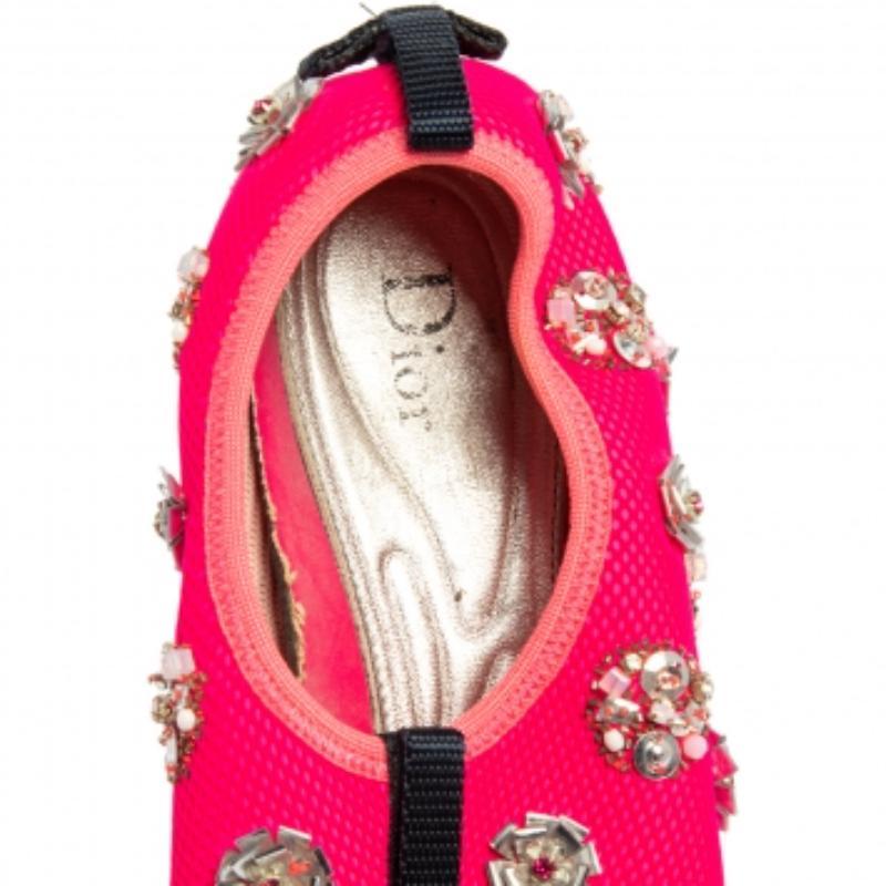 Dior Pink Mesh Fusion Embellished Sneakers Size 37 For Sale 2