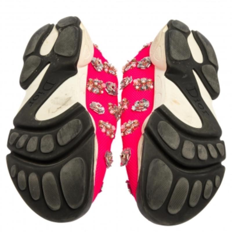 Dior Pink Mesh Fusion Embellished Sneakers Size 37 For Sale 3