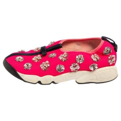 Dior Pink Mesh Fusion Embellished Sneakers Size 37