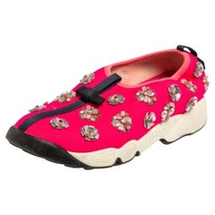 Dior Pink Mesh Fusion Embellished Sneakers Size 37