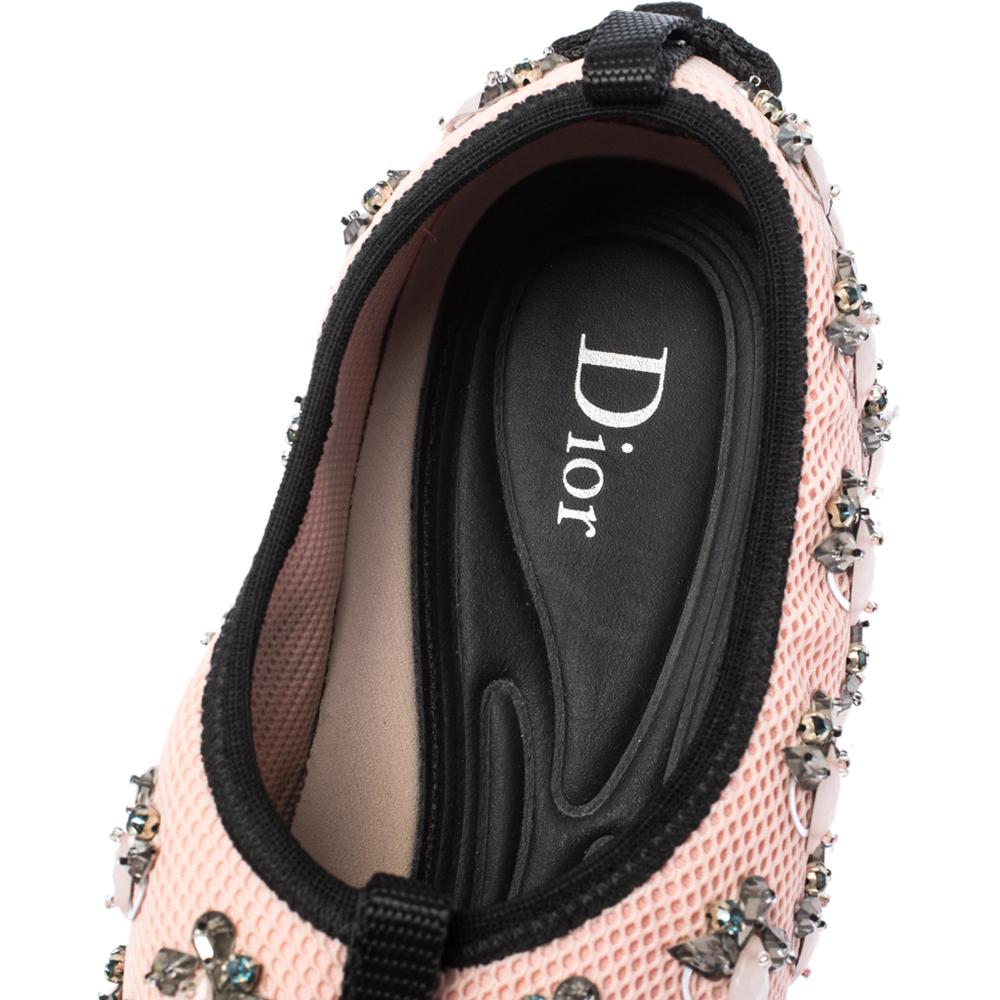 Beige Dior Pink Mesh Fusion Embellished Sneakers Size 39