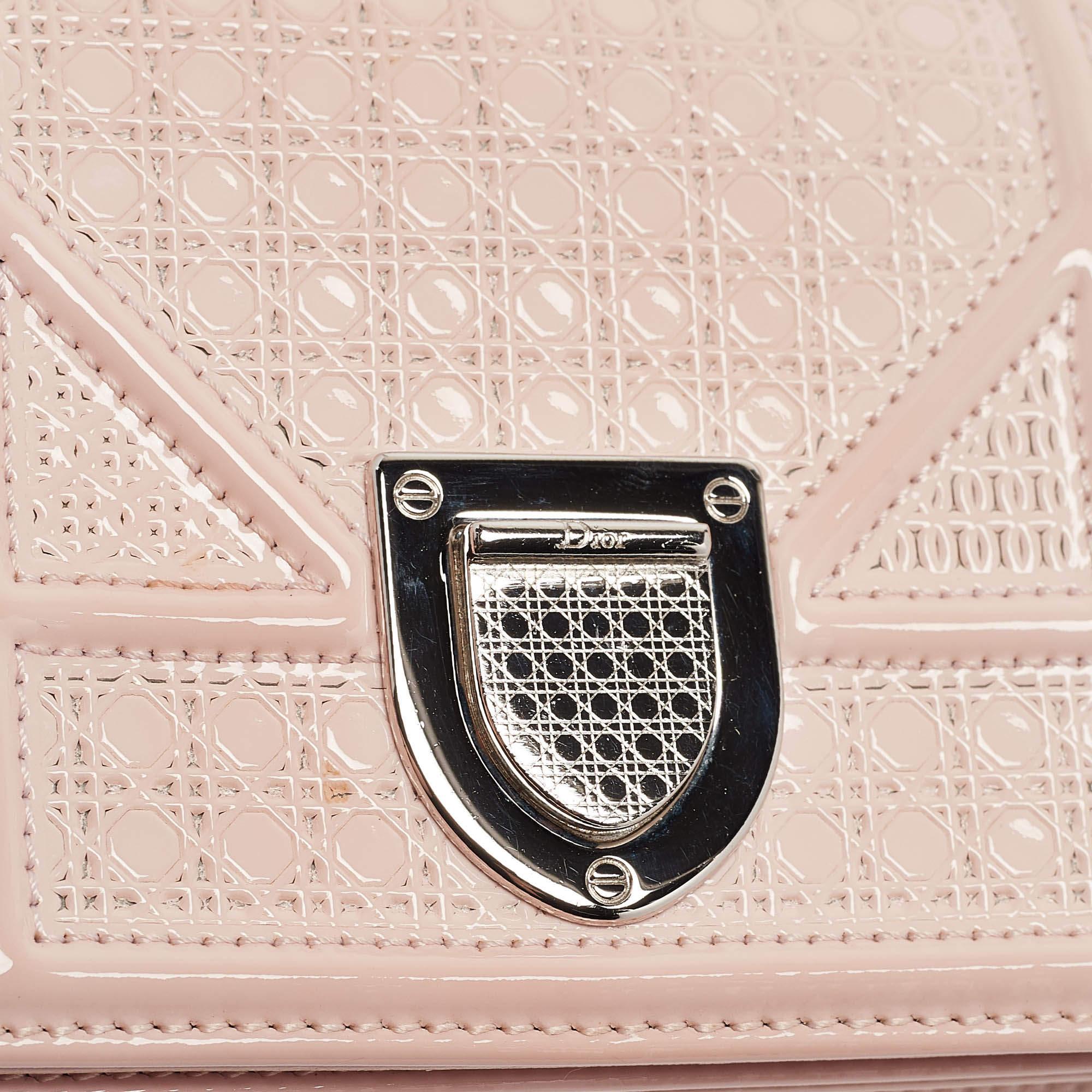 Dior Pink Micro Cannage Patent Leather Baby Diorama Chain Bag 1