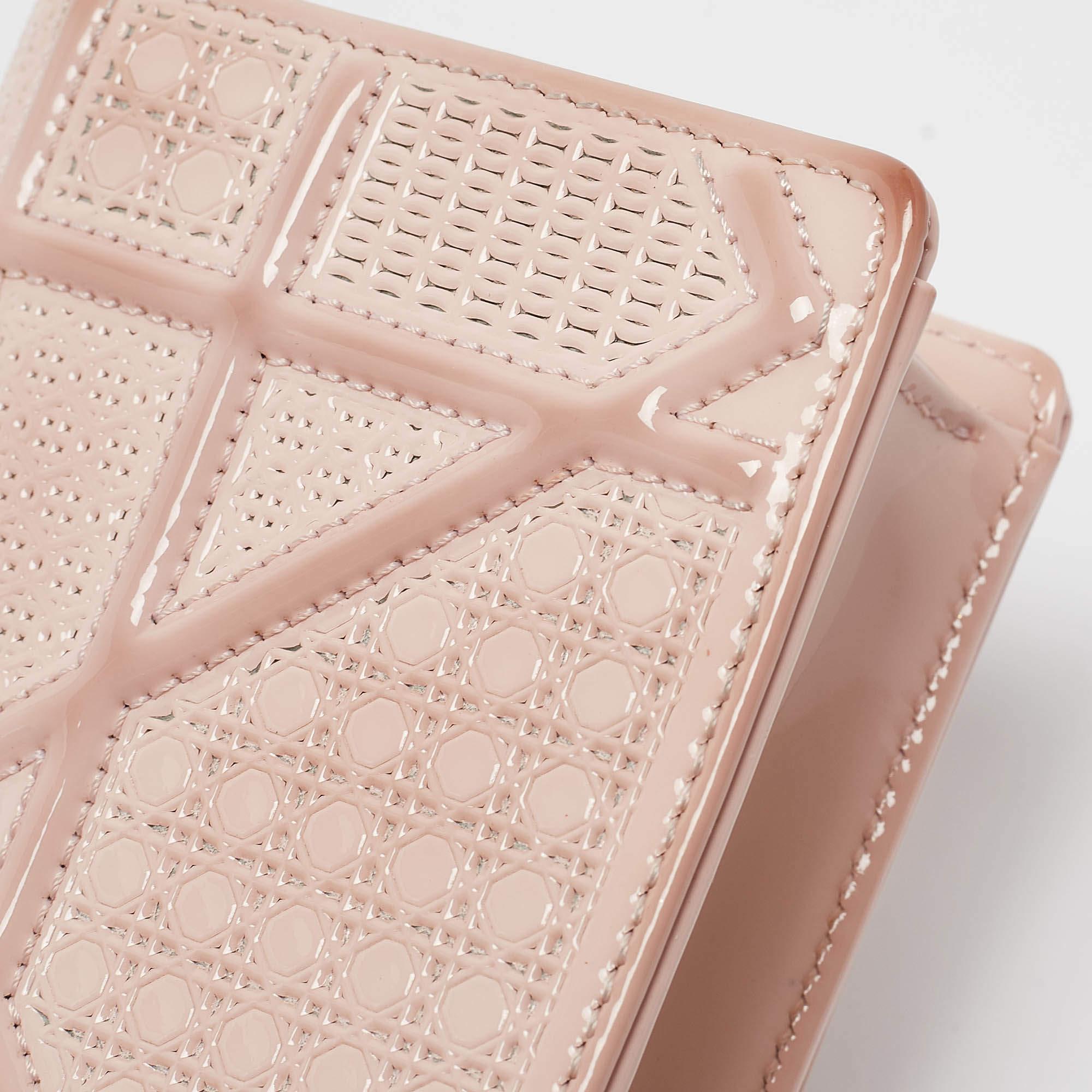 Dior Pink Micro Cannage Patent Leather Baby Diorama Chain Bag 3