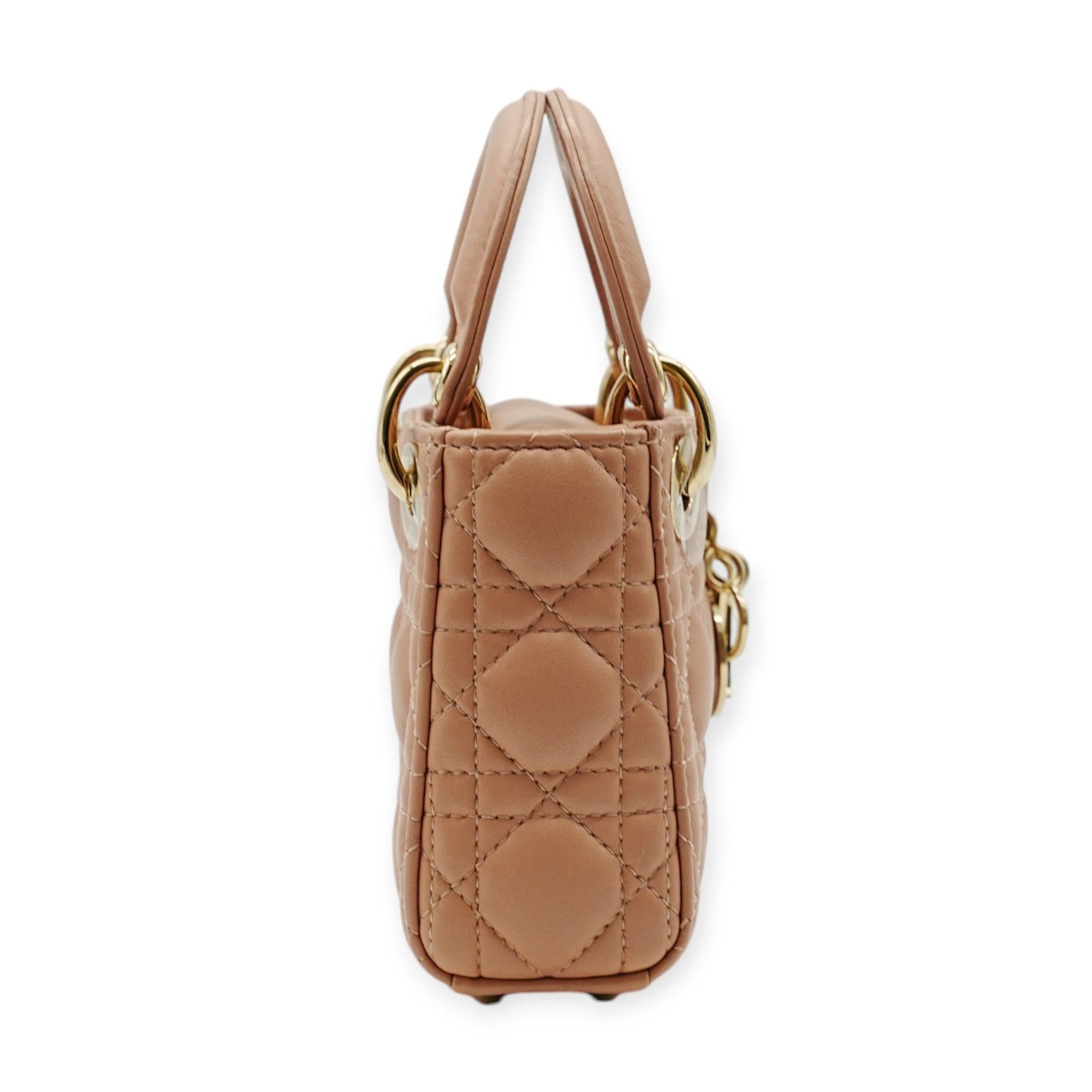 Brown Dior Pink Micro Lady Dior Shoulder Bag - '20s For Sale