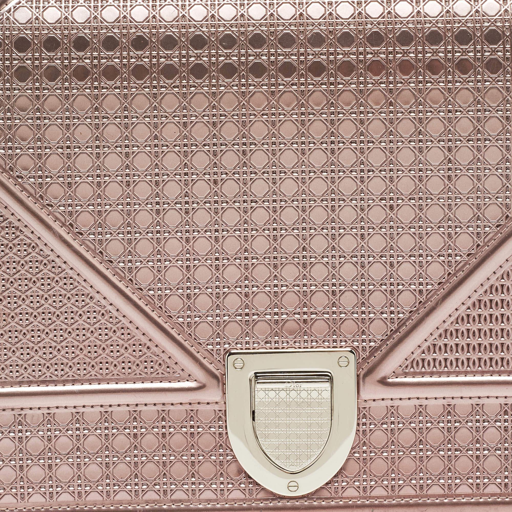 Dior Pink Microcannage Patent and Leather Medium Diorama Flap Shoulder Bag 5