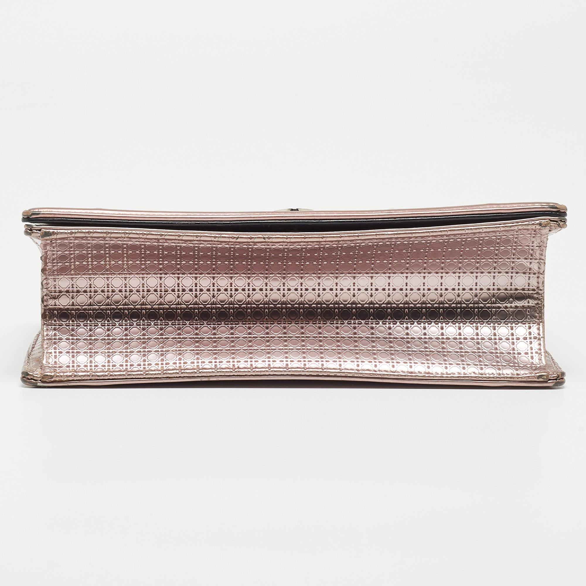 Dior Pink Microcannage Patent and Leather Medium Diorama Flap Shoulder Bag 6